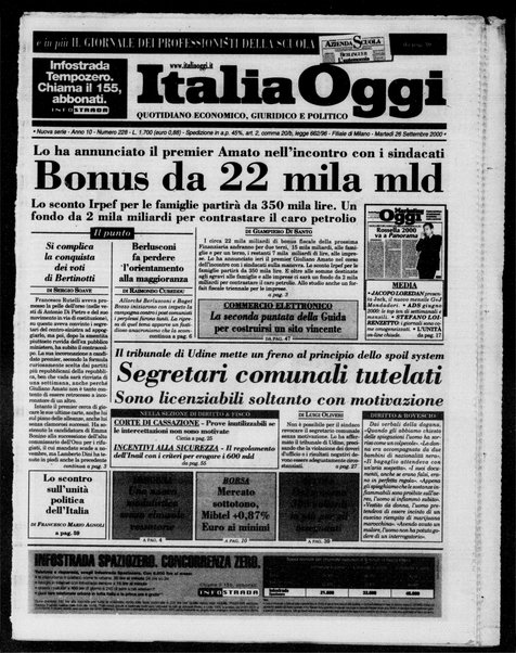 Italia oggi : quotidiano di economia finanza e politica